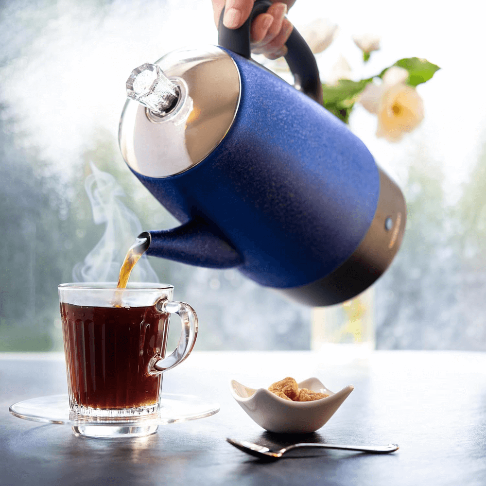 Mixpresso Percolator Coffee Pot Electric 10 Cup, Stainless Steel Coffee Maker, Coffee Percolator Electric With Keep Warm Function, 10 Cups Stainless Steel Perculator With Basket (Shiny Blue)
