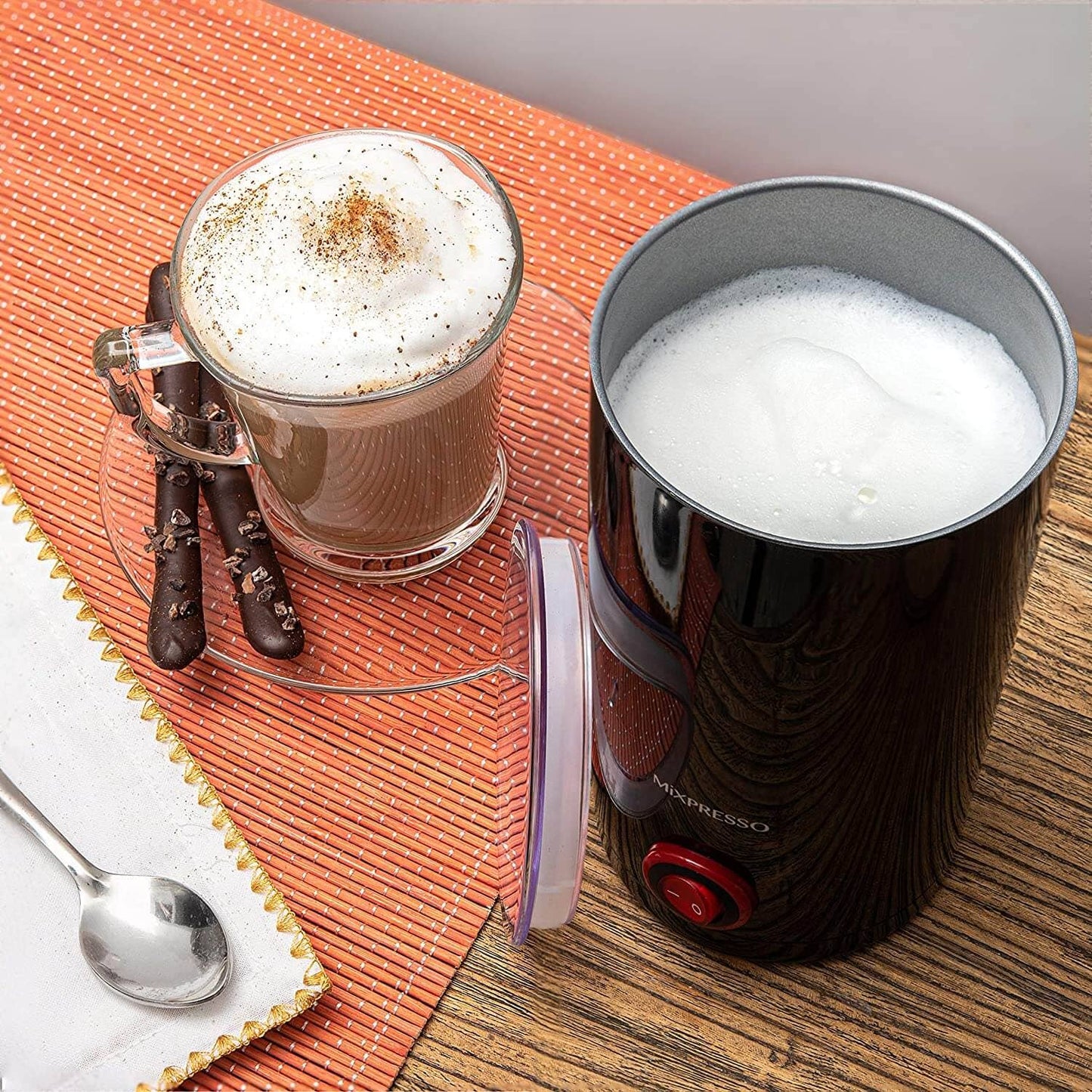 Mixpresso Electric Milk Frother - Latte Art Steamer, Cappuccino Machine And Milk Warmer, Hot and Cold Foam Maker