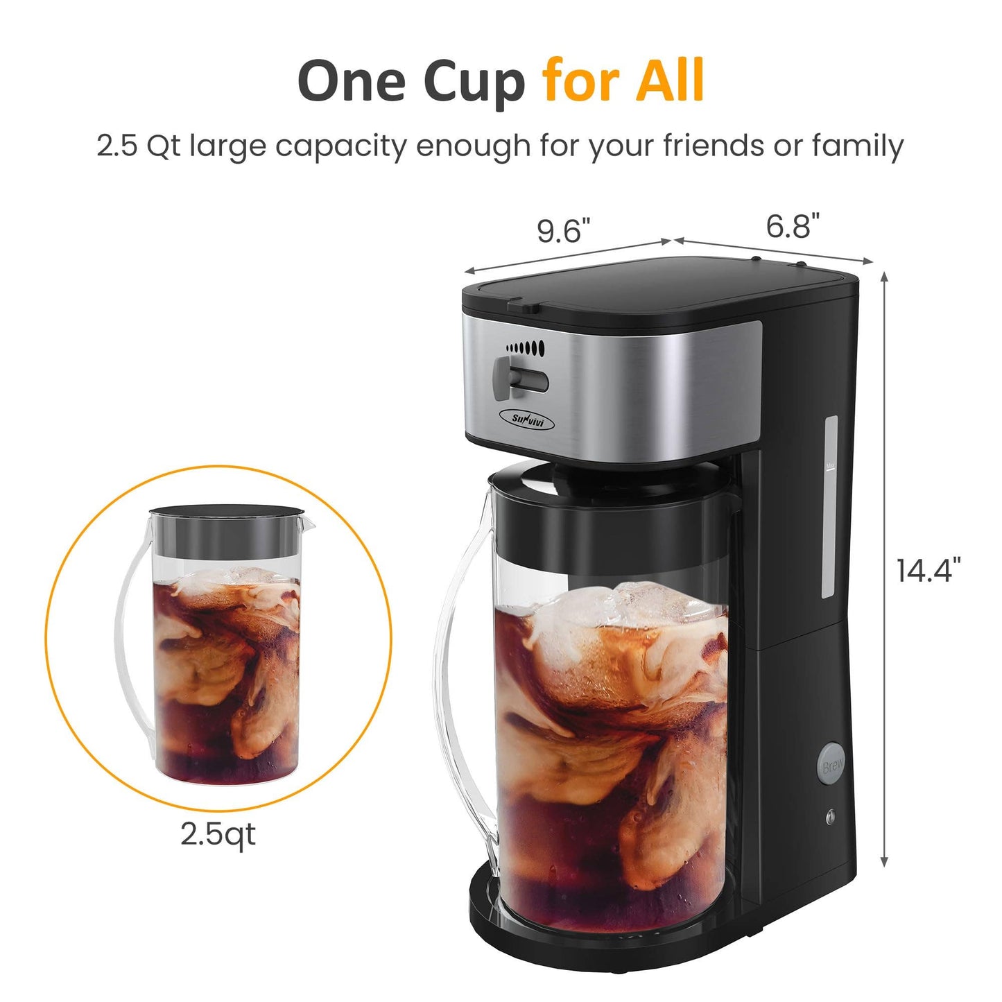 Iced Tea Maker 3-Quart Pitcher, Iced Coffee Brewing Maker