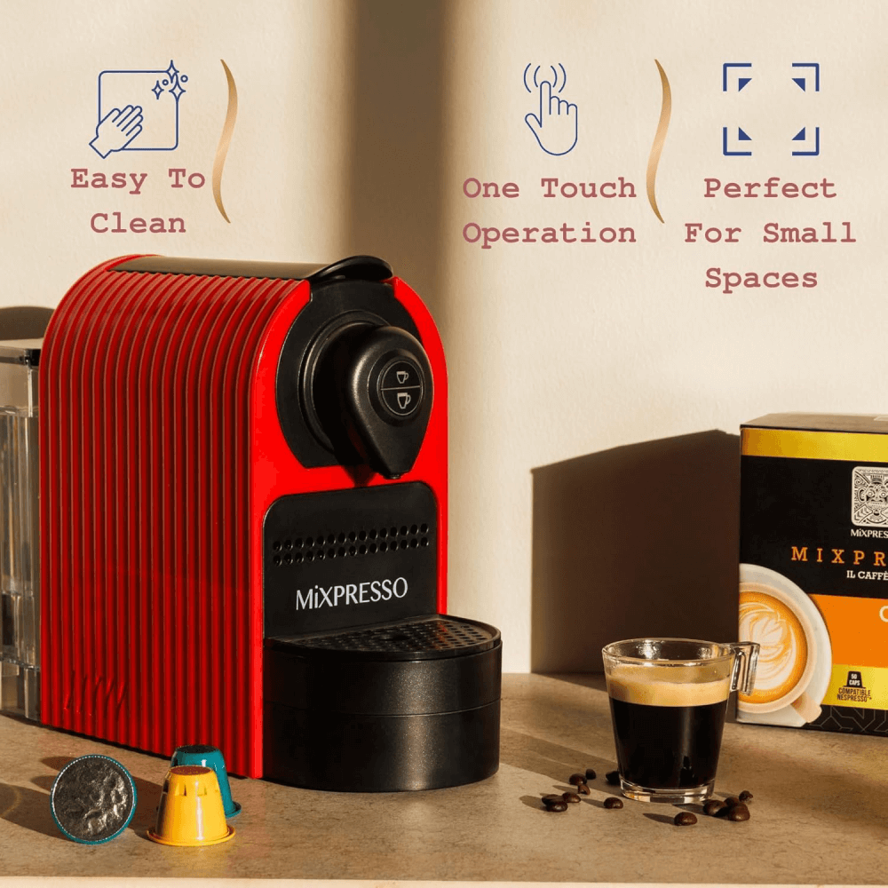 Mixpresso Espresso Machine for Nespresso Compatible Capsule, Programmable Buttons for Espresso and Lungo, 27oz 1400W