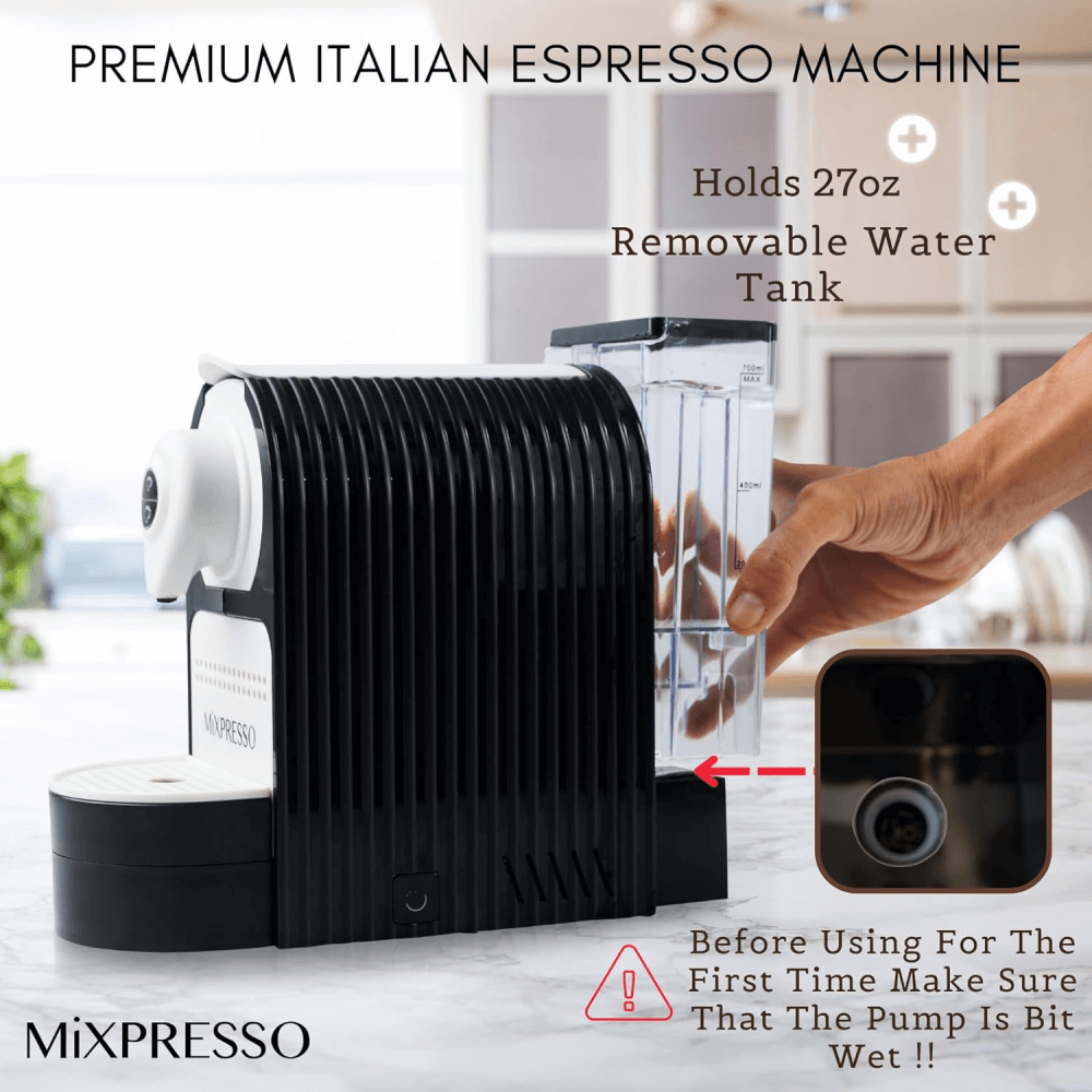 Mixpresso Espresso Machine for Nespresso Compatible Capsule, Programmable Buttons for Espresso and Lungo, 27oz 1400W