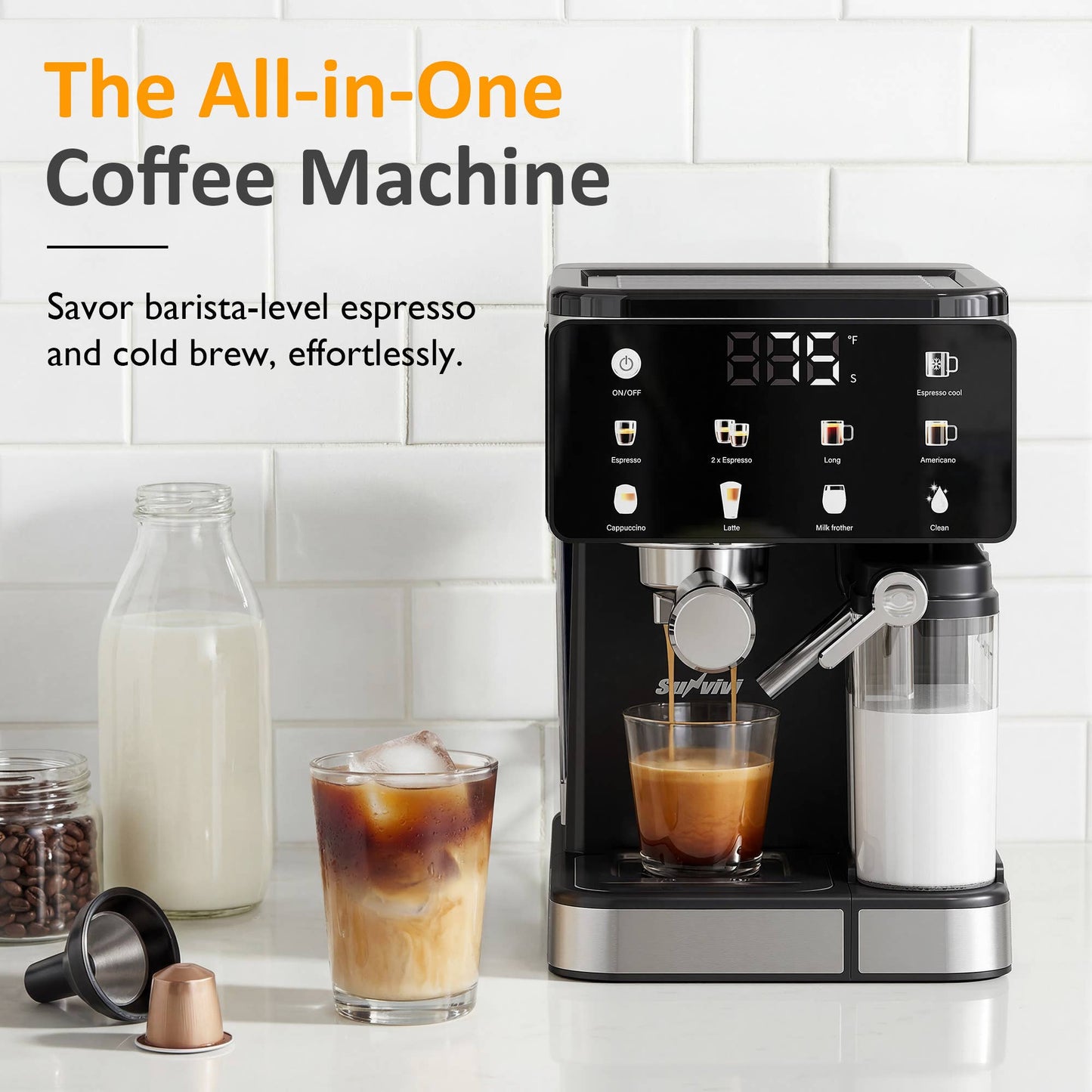 Espresso Machine & Iced Coffee Maker with Cold Brew
