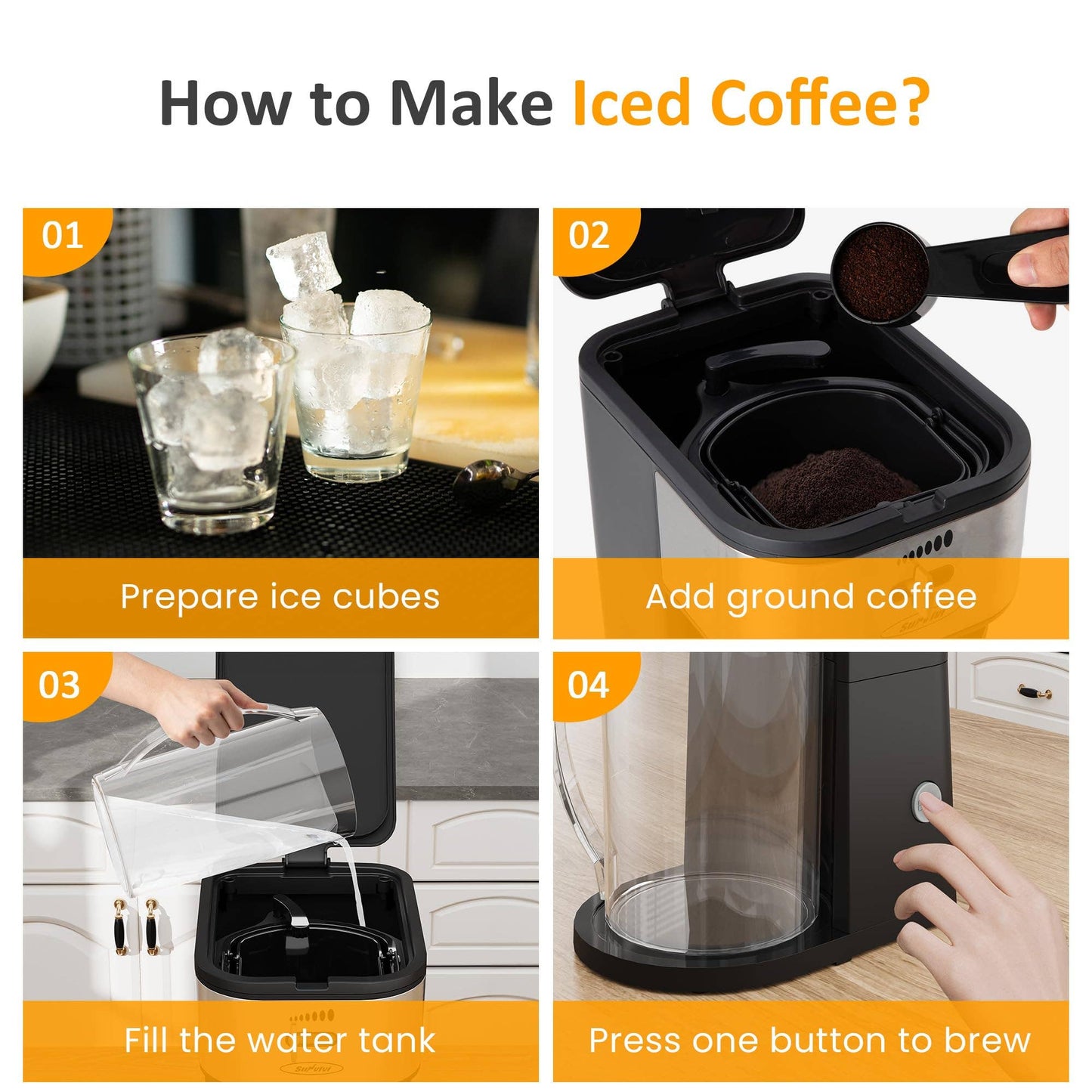 Iced Tea Maker 3-Quart Pitcher, Iced Coffee Brewing Maker