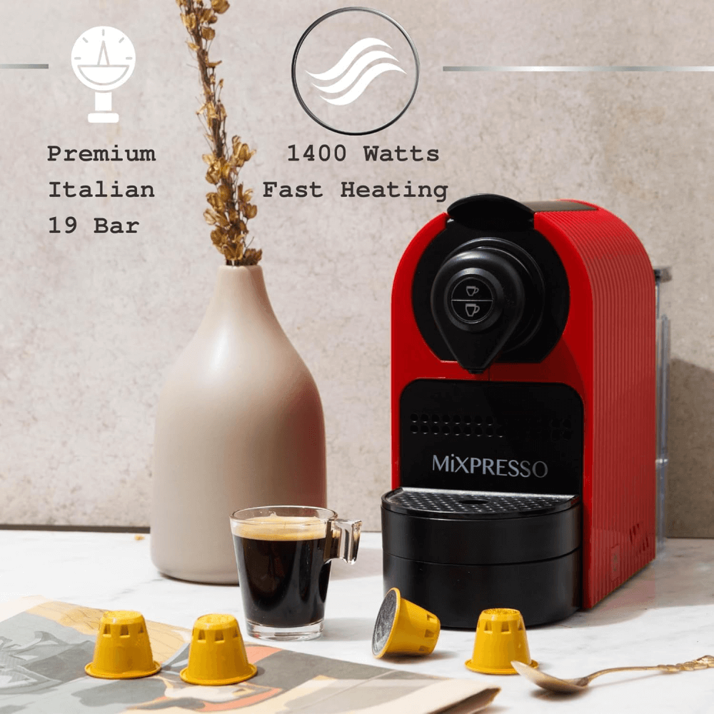 Mixpresso Espresso Machine for Nespresso Compatible Capsule, Programmable Buttons for Espresso and Lungo, 27oz 1400W